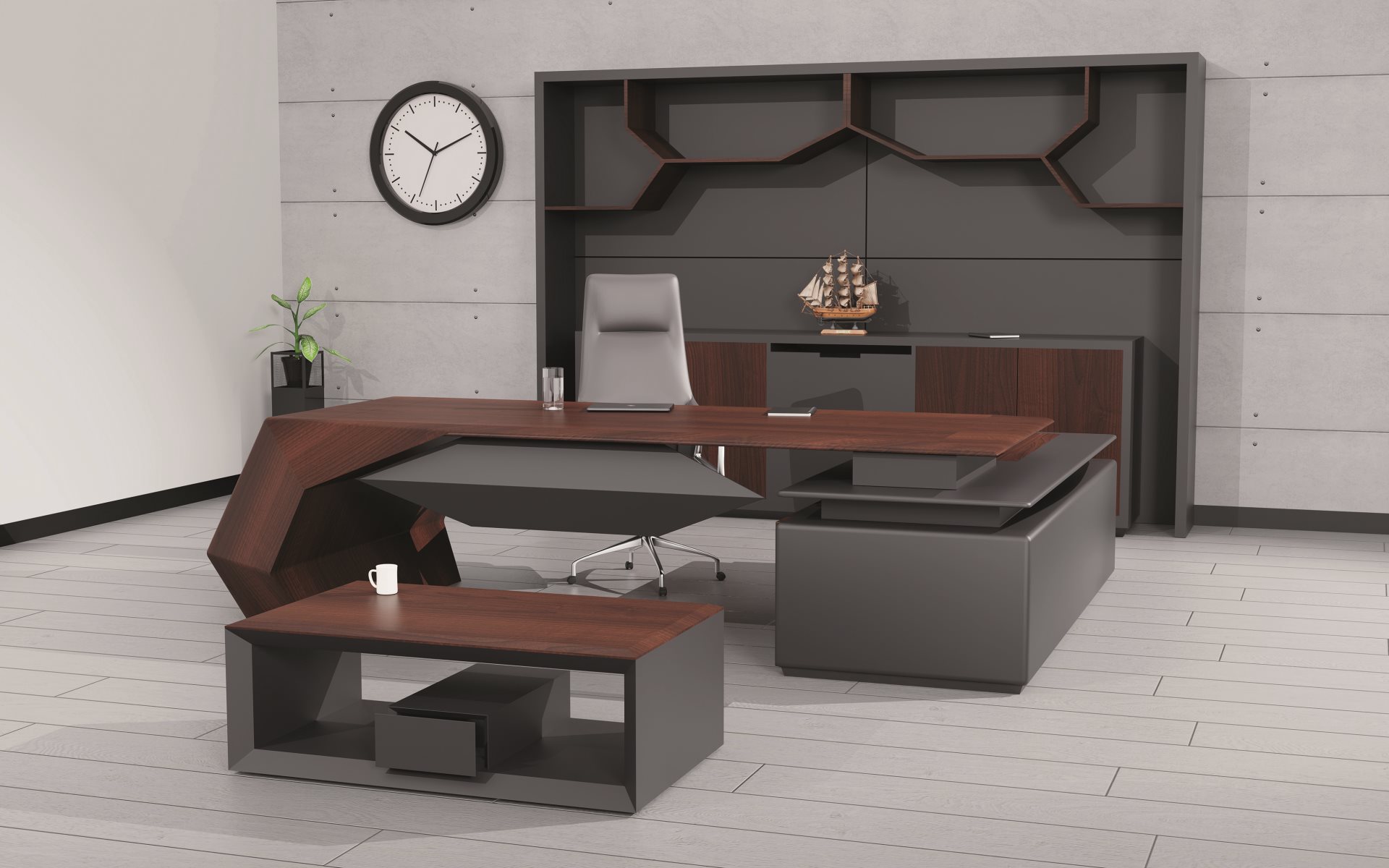 Ardeko Wood Coated Polished Executive Set
